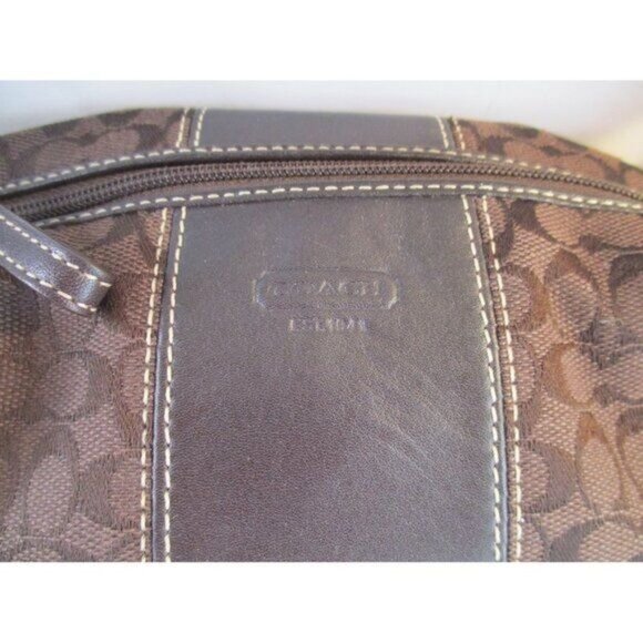 *Coach Brown Mini Small CC Logo Canvas Baguette Satchel - Picture 6 of 7